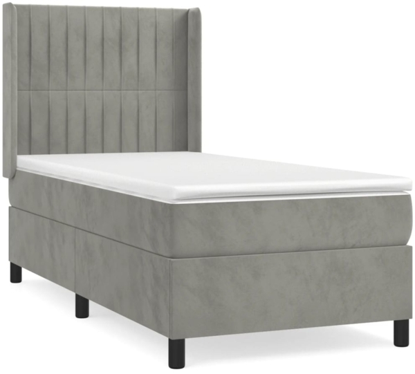 vidaXL Boxspringbett mit Matratze Hellgrau 80x200 cm Samt, Härtegrad: H2 [3132765]