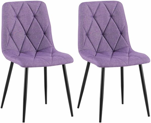 2er Set Esszimmerstuhl DOFAR - Stoff Lila 45x55x85 cm | Essstühle Esszimmerstühle Küchenstühle Wohnzimmerstühle
