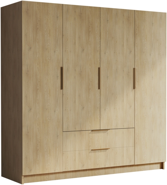 Kleiderschrank Sozor I (Farbe: Eiche Cremona / Eiche Cremona + Gold)