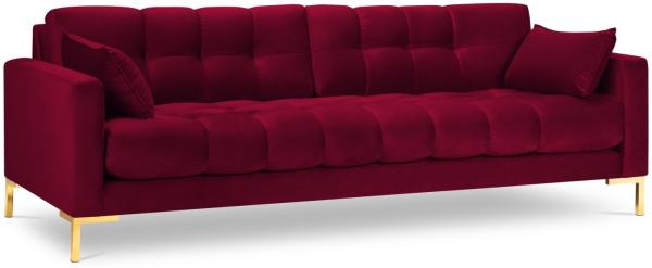 Micadoni Sofa Mamaia 4-Sitzer Samt Bluvel Rot goldene Beine