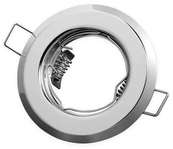 Einbaustrahler GU10 Einbaurahmen Spot Strahler Ø60mm Bohrloch Aluminium inkl. GU5.3 Fassung für LED Leuchtmittel, aluminiumgebürstetes Chrom Rund [Energieklasse A+]