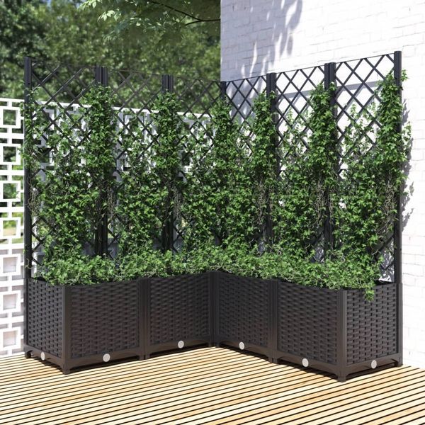 vidaXL Pflanzkübel mit Spalier Schwarz 120x120x136 cm PP 318277