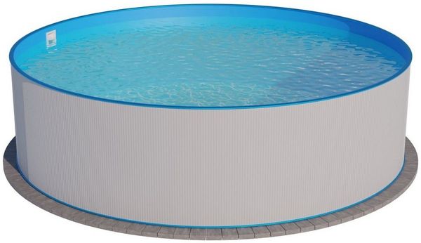 Planet Pool Rundpool Stahlwandpool rund Größe wählbar, 120 cm tief, Sta (Einzelbecken, 1-tlg), verzinkte Stahlwand