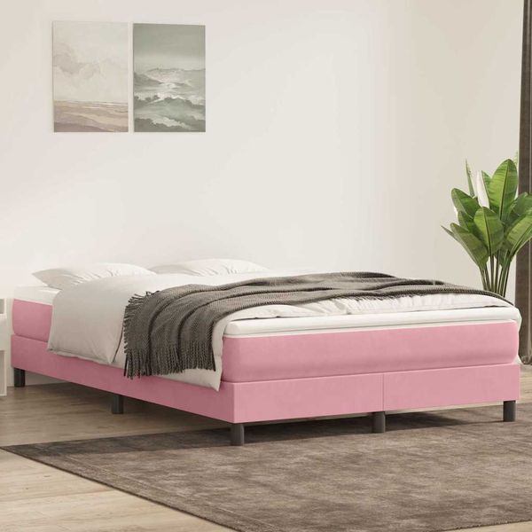 vidaXL Boxspringbett mit Matratze Rosa 160x220 cm Samt 3315980