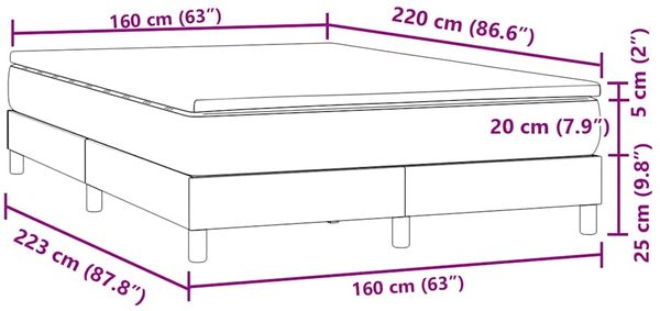 vidaXL Boxspringbett mit Matratze Rosa 160x220 cm Samt 3315980 Bild 11