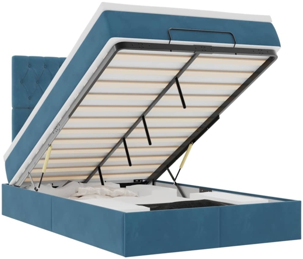 vidaXL Ottoman-Bett mit Matratzen & LEDs Dunkelblau 120x190 cm Samt 3314382