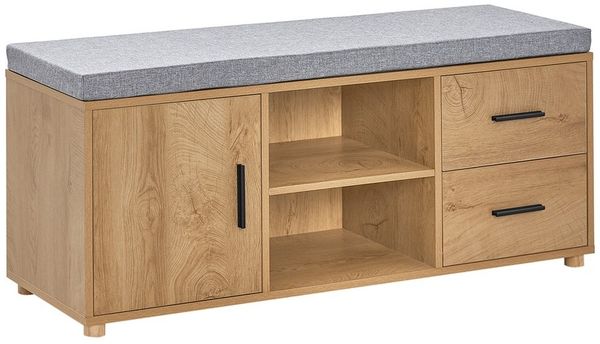 SoBuy FSR148-N Schuhbank, Spanplatte, Melamin, Helle Eiche, 110 x 47 x 35 cm