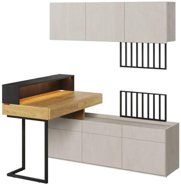 Kinderzimmer-Set Teen Flex 6-teilig Hickory Natur betonfarben Raw Steel