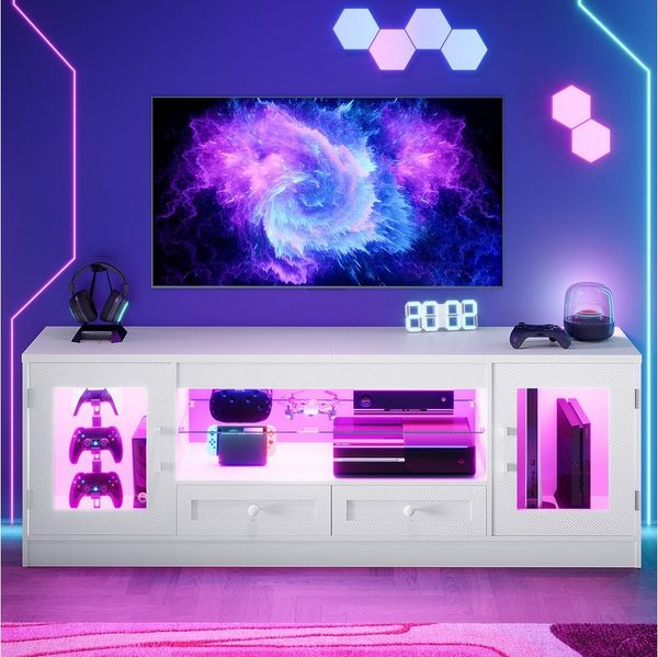 OUNUO TV-Schrank 106/148/180 cm TV-Schrank für 55/60/65-Zoll-Fernseher mit Schubladen