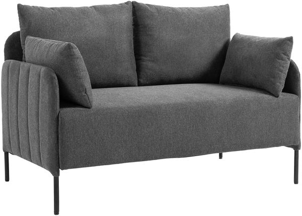 Couch BERND 2-Sitzer Stoff - 131 x 79 x 79 cm, Stoff, Dunkelgrau | Sofa Loungesofa für Wohnzimmer Schlafzimmer Leseecke