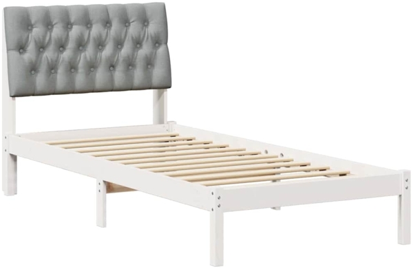 vidaXL Bettgestell mit gepolstertem Kopfteil Weiß 90 x 200 cm 878848