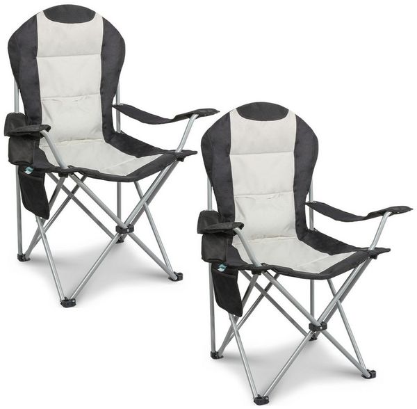 HOMECALL Campingstuhl Hochlehner Klappstuhl Gartenstuhl Angelstuhl mit Angenehme Polsterung (Packung, 2 St), bis 150 KG, mit Seitentasche und Getränkehalter für Camp Garten Balkon Bild 2