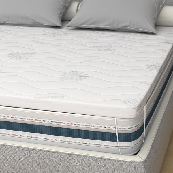 miasuite i sogni italiani Topper aus Memory Foam 100x190 - Höhe 8 cm, Abziehba, Aloe Vera, Medizinprodukt