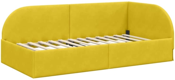 vidaXL Eckbettgestell mit Kopfteil Gelb 80x200 cm Stoff 42016632