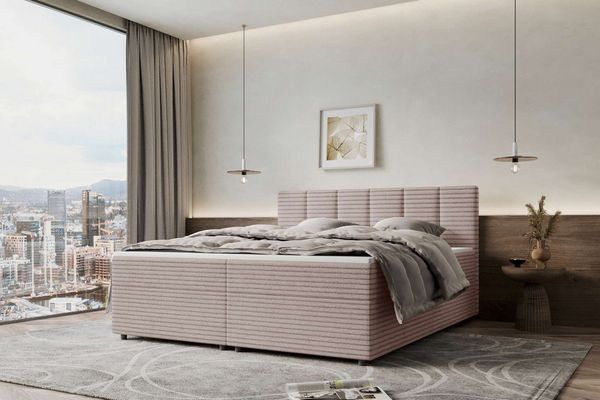 99rooms Boxspringbett Bergamo (Schlafzimmerbett, Bett), 140/160/180/200x200 cm, in Cordstoff AMBIENCE, mit Topper