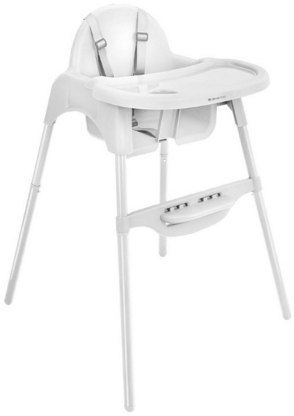 Kikkaboo Hochstuhl 2 in 1 Jammy, Kinderstuhl, Fußstütze, Gurt, Bechervertiefung weiß