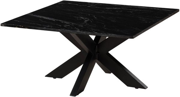 Couchtisch quadratisch 90x90x45 Marmor schwarz / Kreuzgestell Eisen schwarz BARCELONA #416