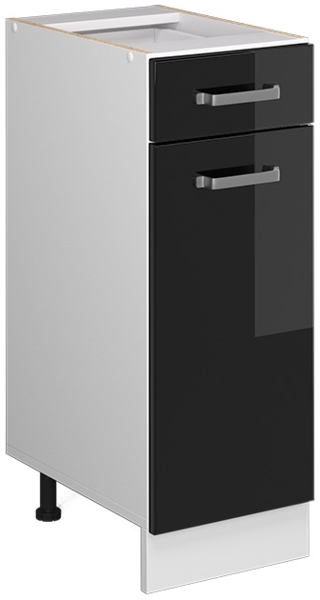 Vicco Küchenunterschrank Schwarz Hochglanz 30 cm ohne Arbeitsplatte, R-Line