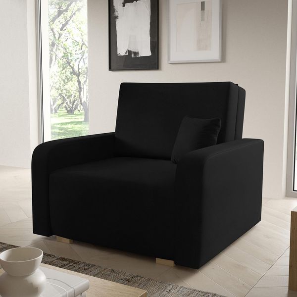 Sofa Juno I 105x85 cm 1 -Sitzer, Schlafsofa mit Schlaffunktion und Bettkasten, Kissen inklusive - Curio 99