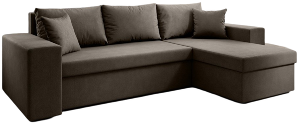 Designer Sofa Denver mit Schlaf- und Klappfunktion Stoff Braun Rechts