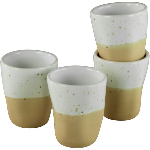 my home Espressotasse Espressobecher, modernes Geschirr-Set Bruddesta, 4er Set, 4-tlg, Steinzeug, hohe Haltbarkeit, spülmaschinengeeignet & mikrowellengeeignet, 80 ml