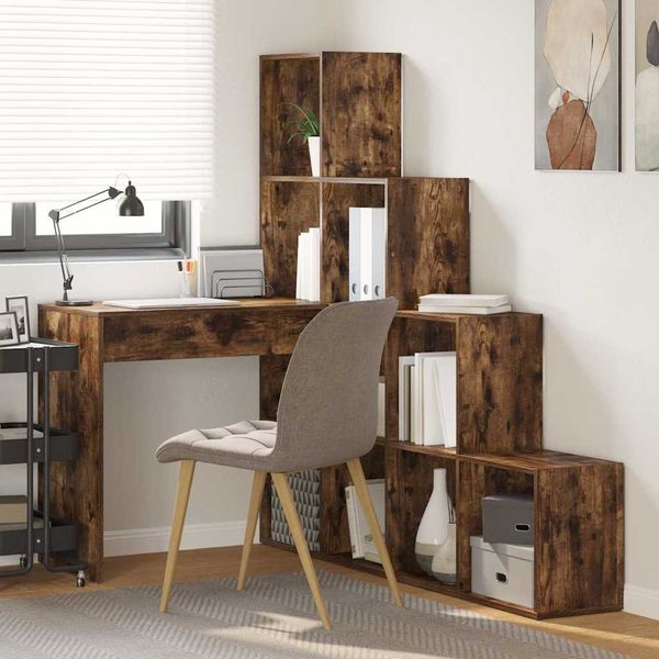 vidaXL Eck-Schreibtisch Geräucherte Eiche 101,5 x 149,5 x 149,5 cm 3337245