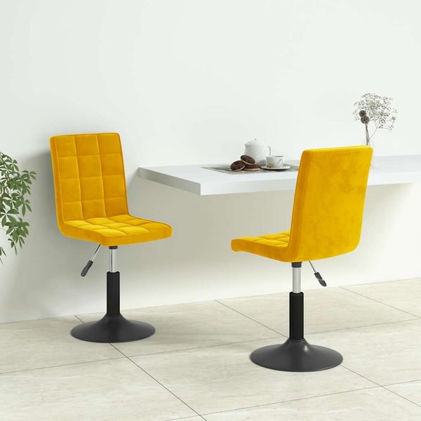 vidaXL Esszimmerstühle 2 Stk. Drehbar Senfgelb Samt 335748