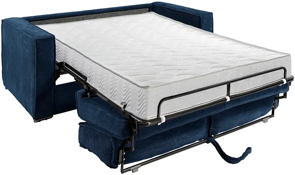 Vente-unique - LORETO Sofa SamtStoff Blau - B 223 cm95 cm x H 90 cm x L 215 cm Bild 4