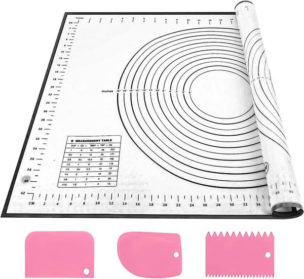 FELIXLEO Backmatte Silikon Backmatte 70x50 cm, Antihaft & Rutschfest mit 3 Schabern, (1-tlg)