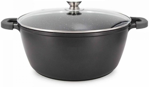 XXL Kochtopf mit Deckel ø44 cm mit Marmorbeschichtung ca. 23 L - Schwarz