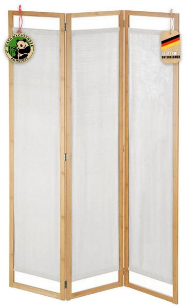 Kubus Stellwand aus Bambus Solace, Praktisch und elegant zugleich, Der faltbare 3-teilige Raumteiler ist besonders platzsparend
