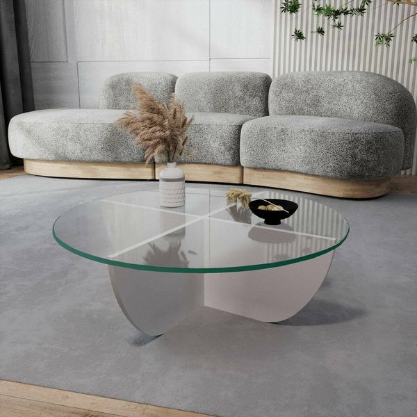 Dmora Couchtisch Phoebe 90 x 90 x 30h cm Weiß rund
