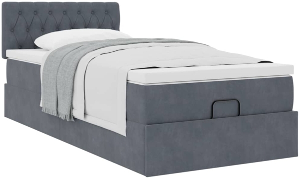 vidaXL Ottoman-Bett mit Matratze Dunkelgrau 90x190 cm Samt 3311814 Bild 3