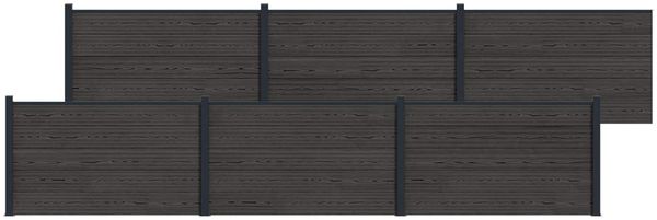 vidaXL Zaunelement 6 pcs WPC und Aluminium Schwarz 3429452