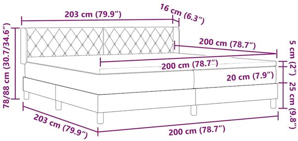 vidaXL Boxspringbett mit Kopfteil Hellgrau 200 x 200 cm Samt 3341432 Bild 11