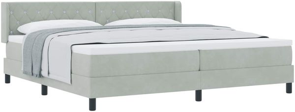 vidaXL Boxspringbett mit Kopfteil Hellgrau 200 x 200 cm Samt 3341432 Bild 2