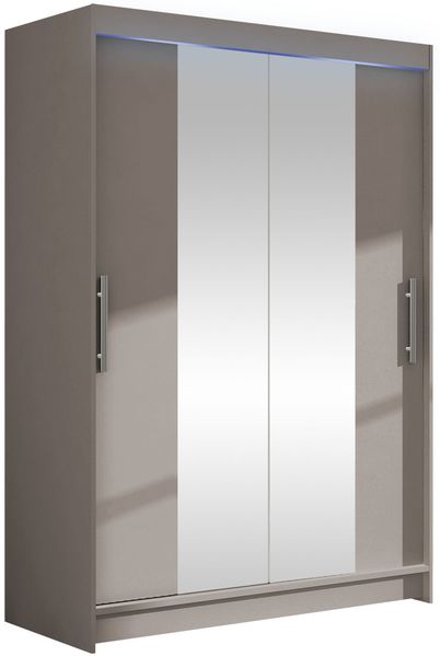 Kleiderschrank Miami II, mit RGB LED Beleuchtung, Farbe: Cashmere / Spiegel