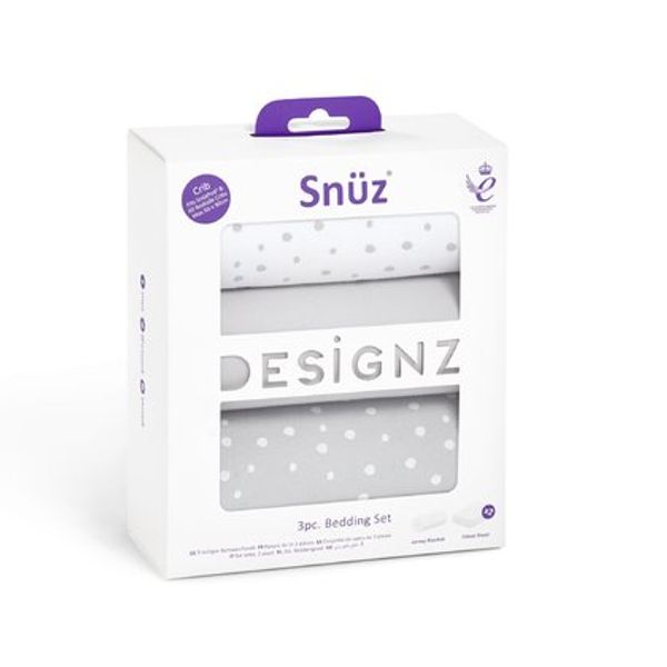 Snüz 'Grey Spots' 3-tlg. Babybettwäsche-Set