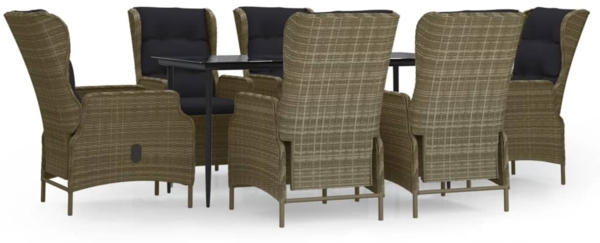 vidaXL 7-tlg. Garten-Essgruppe Braun Poly Rattan 3156811