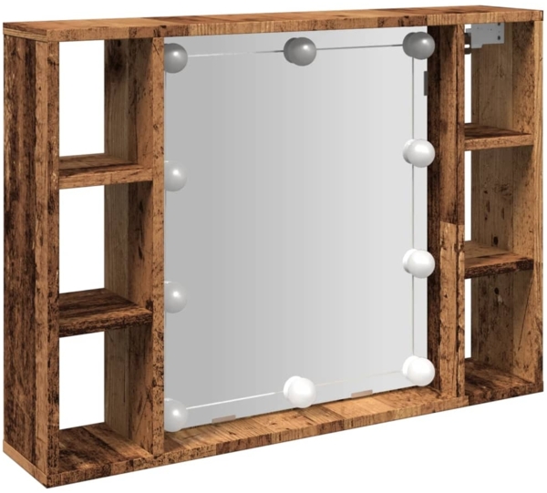 vidaXL Spiegelschrank mit LED-Leuchten Altholz-Optik 76x15x55 cm 857001