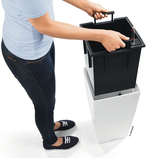 LECHUZA-Pflanzgefäß CUBICO Premium 30 Weiß Hochglanz | Pflanzgefäß mit Bewässerungssystem, Wasserstandsanzeiger und Pflanzeinsatz | Hochglanz-Oberfläche | 29,5 x 29,5 x 56,5 cm | 18181 Bild 3