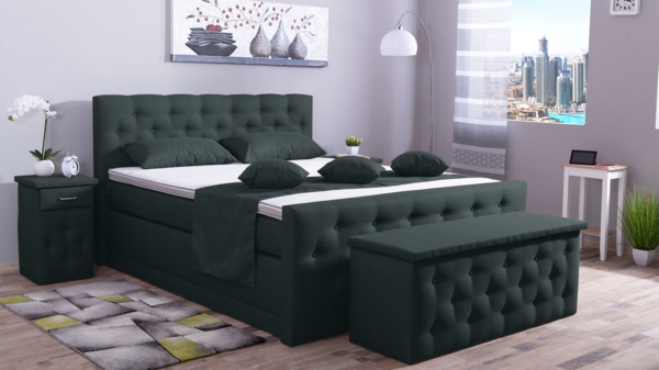 Meisterbetten Boxspringbett Babo 240x200 in WT-Dunkel Grau, Matratzenbezug Nano, Komfortschaum-Topper, mit Fussteil