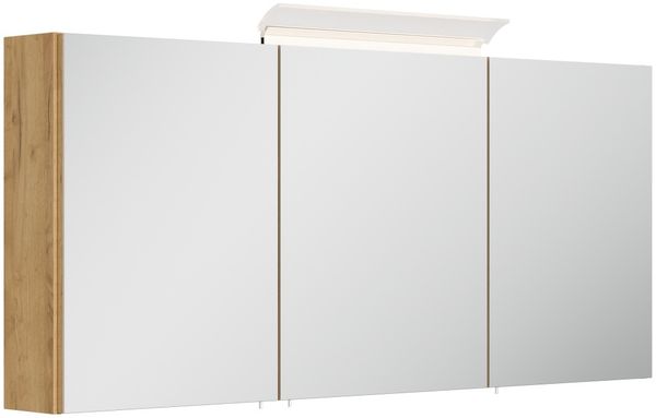 Spiegelschrank 140cm inkl. Design LED-Lampe und Glasböden eiche gold : Eiche Gold