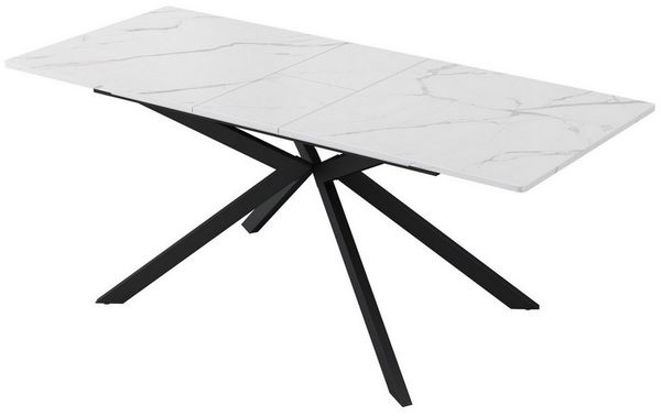 autolock Esstisch automatisch ausziehbarer Esstisch Kreuzbein-Design Marmoroberfläche (Erweiterbarer Esstisch L150/180 x B70 x H76 cm), Kaffee-Freizeittisch rechteckiger Esstisch für Wohn- und Esszimmer