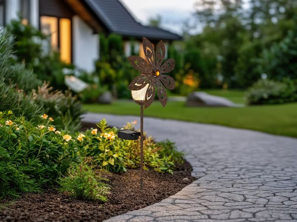 LED Solarleuchte, Glaskugel, Windrad, gelb, H 50 cm
