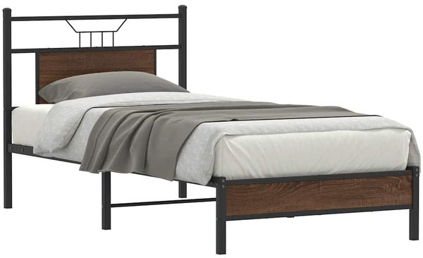 vidaXL Bettgestell ohne Matratze Braun Eiche 75x190 cm Holzwerkstoff 4106988