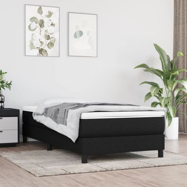 vidaXL Polsterbett, Stoff, 25,0 cm, Schwarz, 100x200 cm, mit Lattenrost, Schwarz