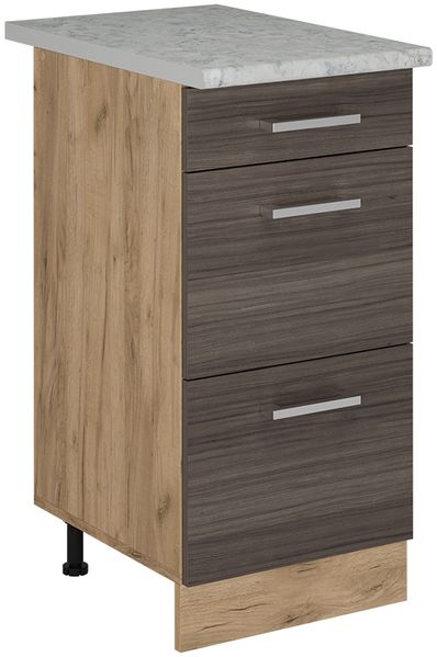 Küchenunterschrank R-Line Edelgrau 40 cm mit Schubladen, AP Marmor Vicco