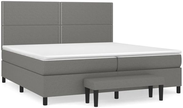 vidaXL Boxspringbett mit Matratze Stoff Dunkelgrau 200x200 cm, Härtegrad: H2 [3136542] Bild 2