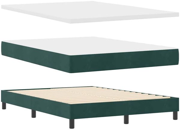 vidaXL Boxspringbett mit Kopfteil Dunkelgrün 140 x 200 cm Samt 3340445 Bild 4